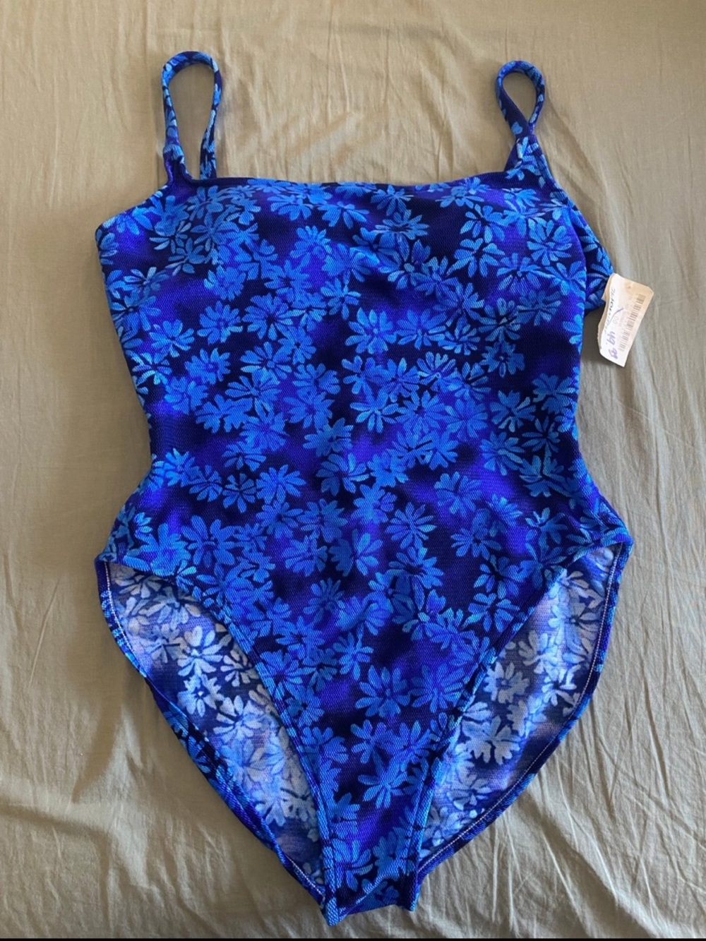 Vintage 90’s LEILANI One-Piece Blue Daisy Floral Swimsuit